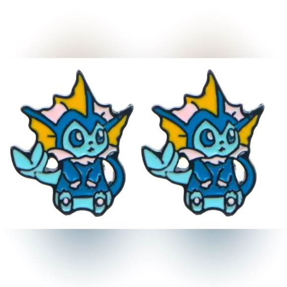 3 For $35 Pokemon Vaporeon Stainless Steel Enameled Stud Character Earrings - Picture 4 of 6